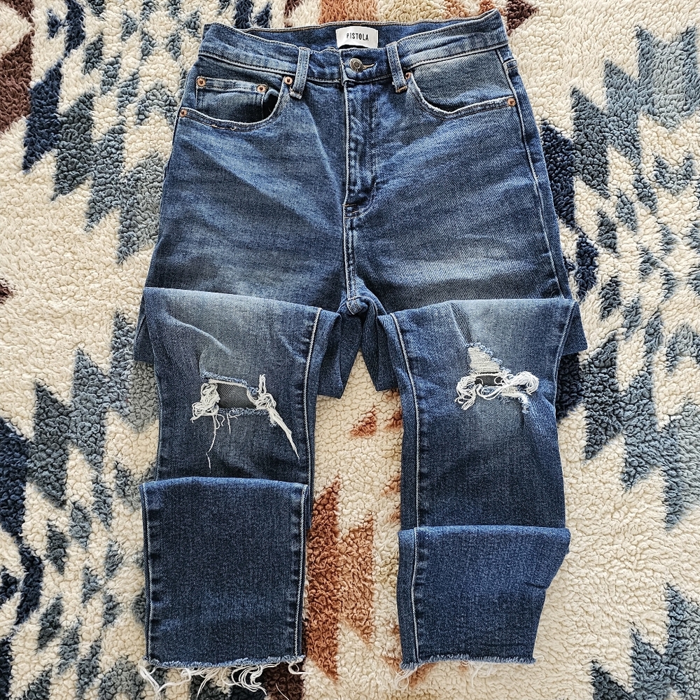 PISTOLA Cara Blue  High Rise Vintage Ankle Skinny Jeans Size 27 - Picture 7 of 13